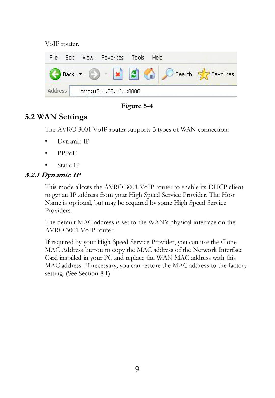 SOYO AVRO3001 user manual WAN Settings, Dynamic IP 