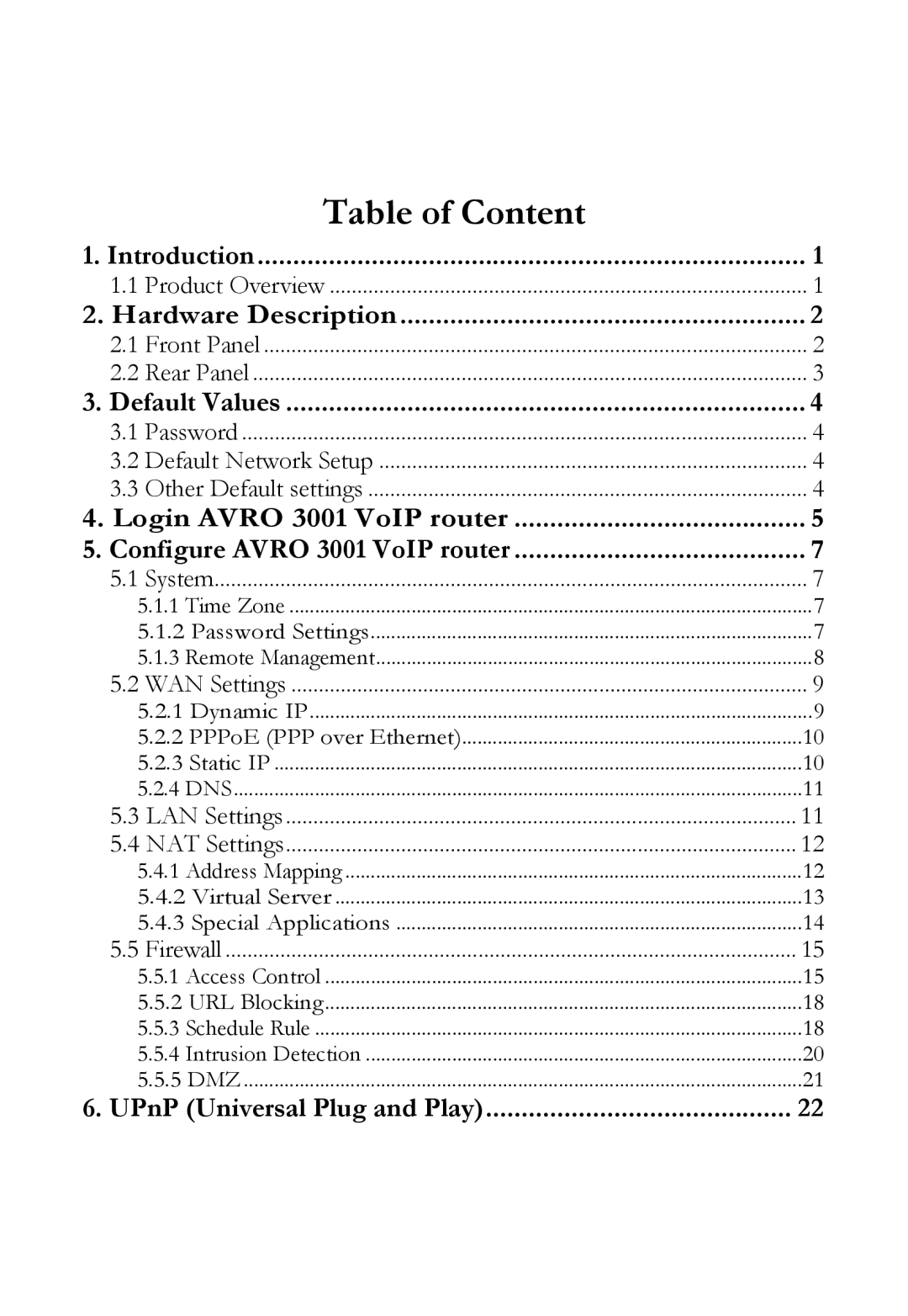 SOYO AVRO3001 user manual Table of Content 