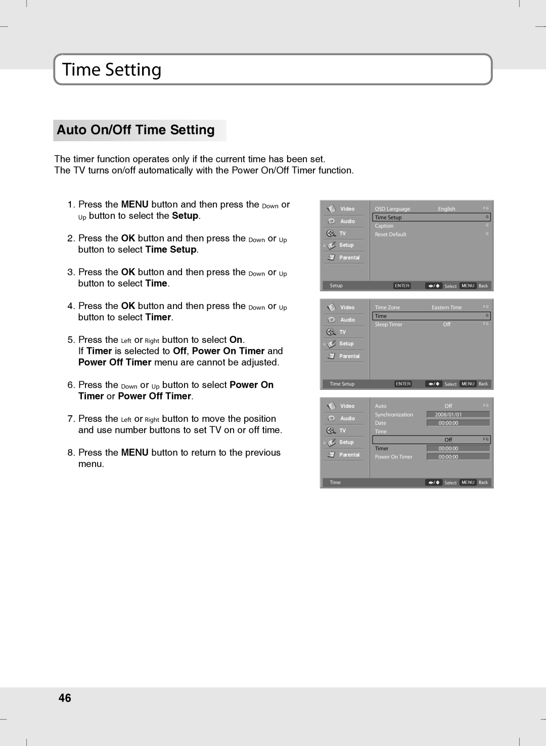 SOYO MT-SYJCP32B1AB owner manual Auto On/Off Time Setting 