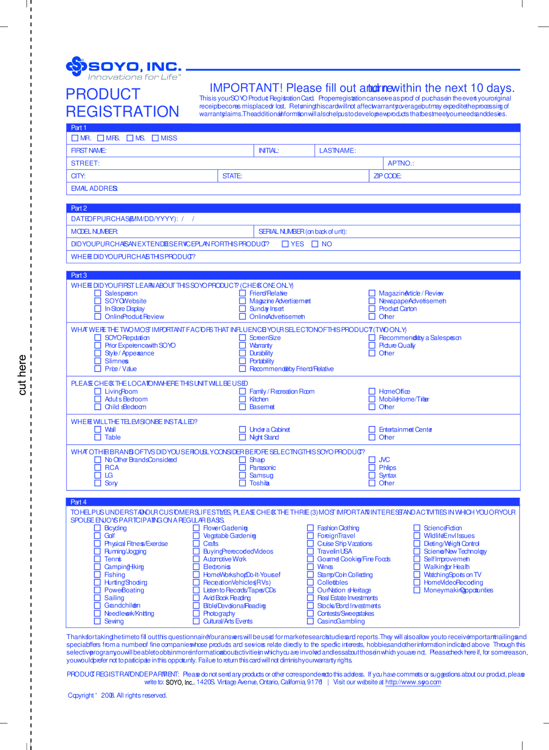 SOYO MT-SYJCP32B1AB owner manual Product Registration 