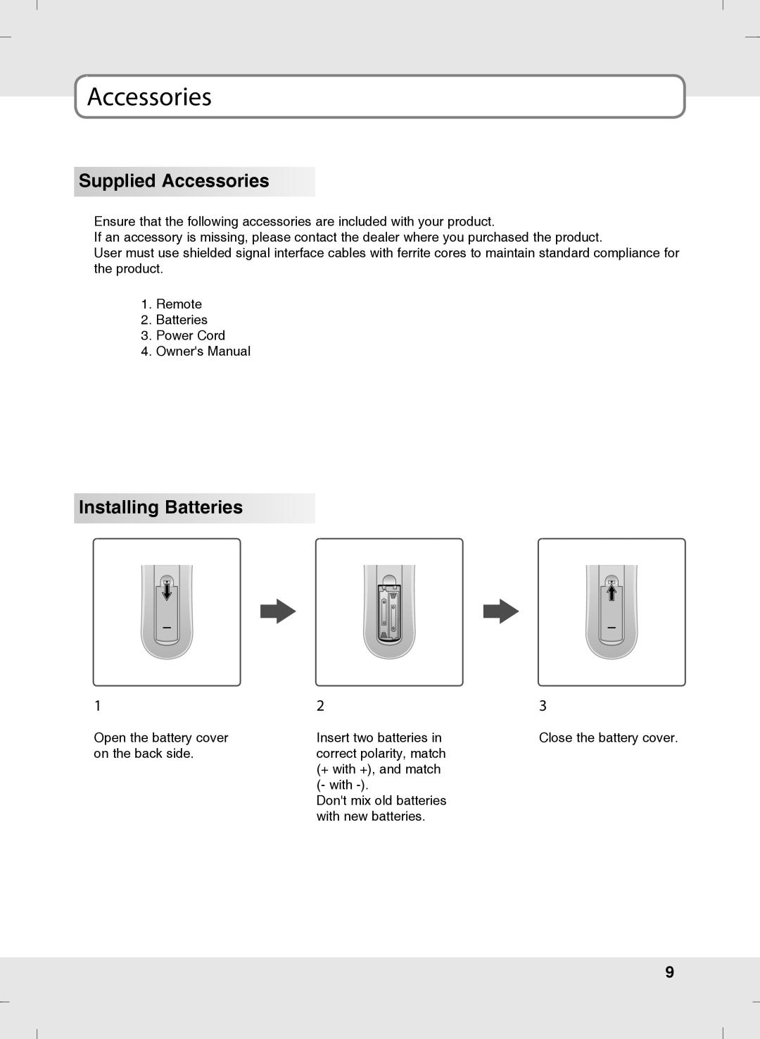 SOYO MT-SYJCP32B1AB owner manual Supplied Accessories, Installing Batteries 