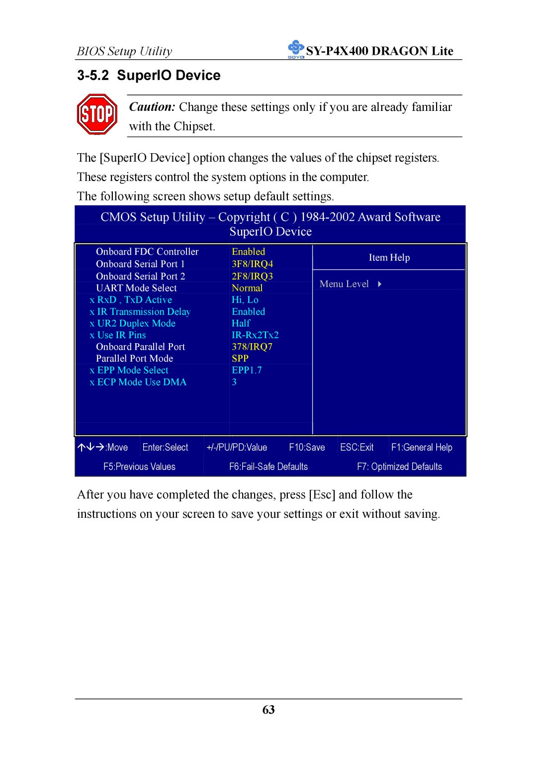 SOYO P4X400 specifications SuperIO Device, Uart Mode Select 