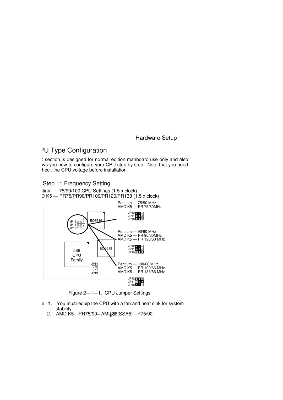 SOYO P54C, P55C manual CPU Type Configuration, Frequency Setting 