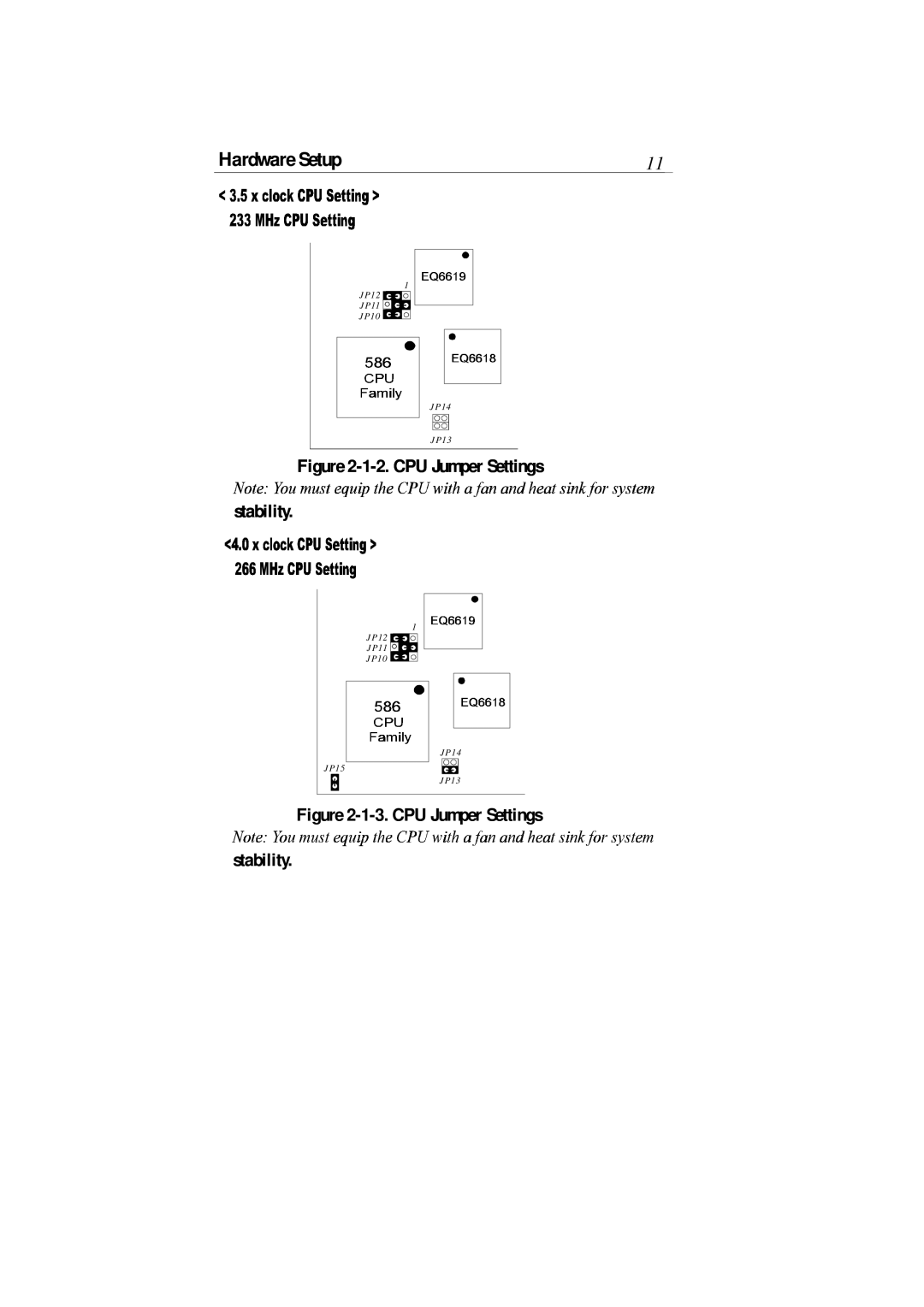 SOYO P55C, P54C manual CPU Jumper Settings Stability 