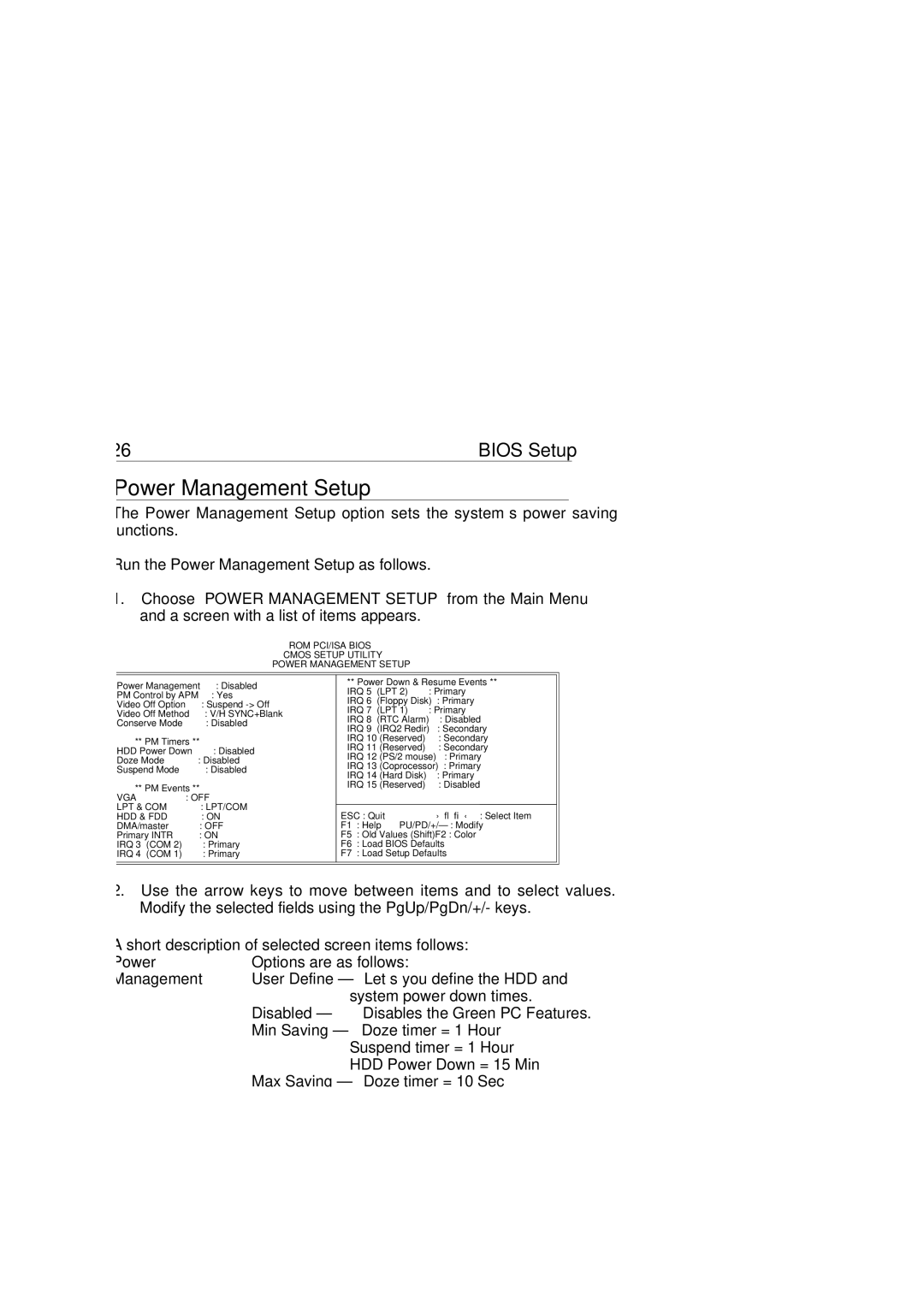 SOYO P54C, P55C manual Power Management Setup 