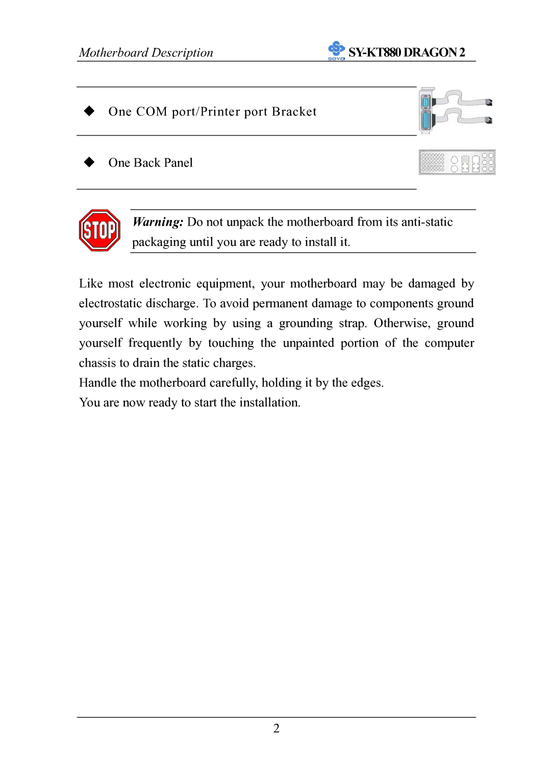 SOYO SOYOTM SY-KT880DRAGON2 manual Motherboard Description 