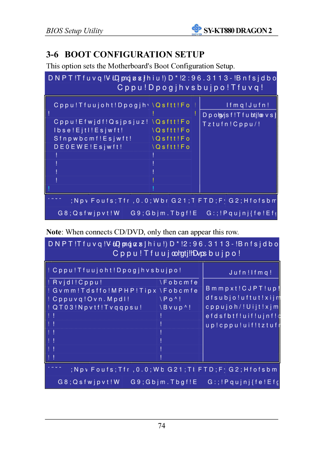 SOYO SOYOTM SY-KT880DRAGON2 manual Boot Configuration Setup, Boot Settings Configuration 