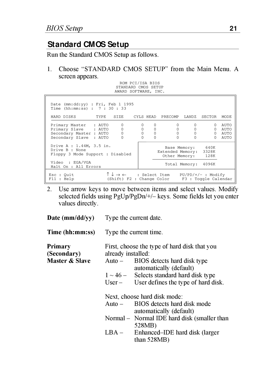 SOYO SOYOTM manual Standard Cmos Setup 