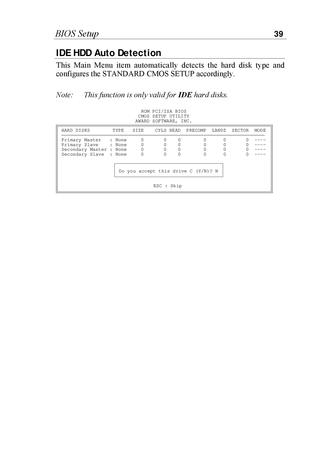 SOYO SOYOTM manual IDE HDD Auto Detection, ROM PCI/ISA Bios Cmos Setup Utility, Hard Disks 