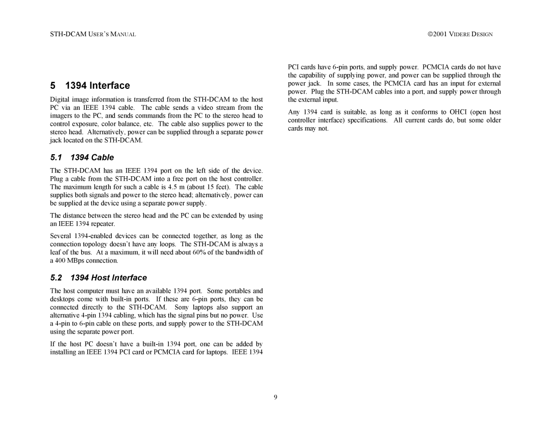 SOYO STH-DCAM user manual Cable, Host Interface 