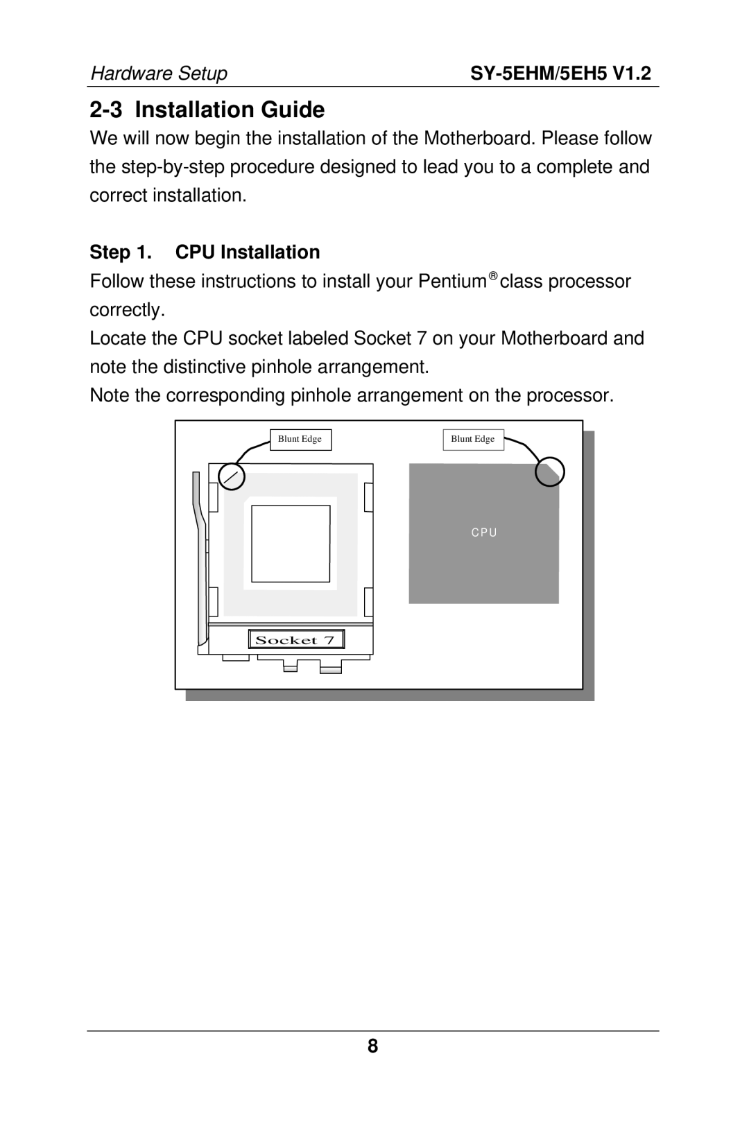 SOYO 5EHM V1.2, SY-5EH5 manual Installation Guide, CPU Installation 