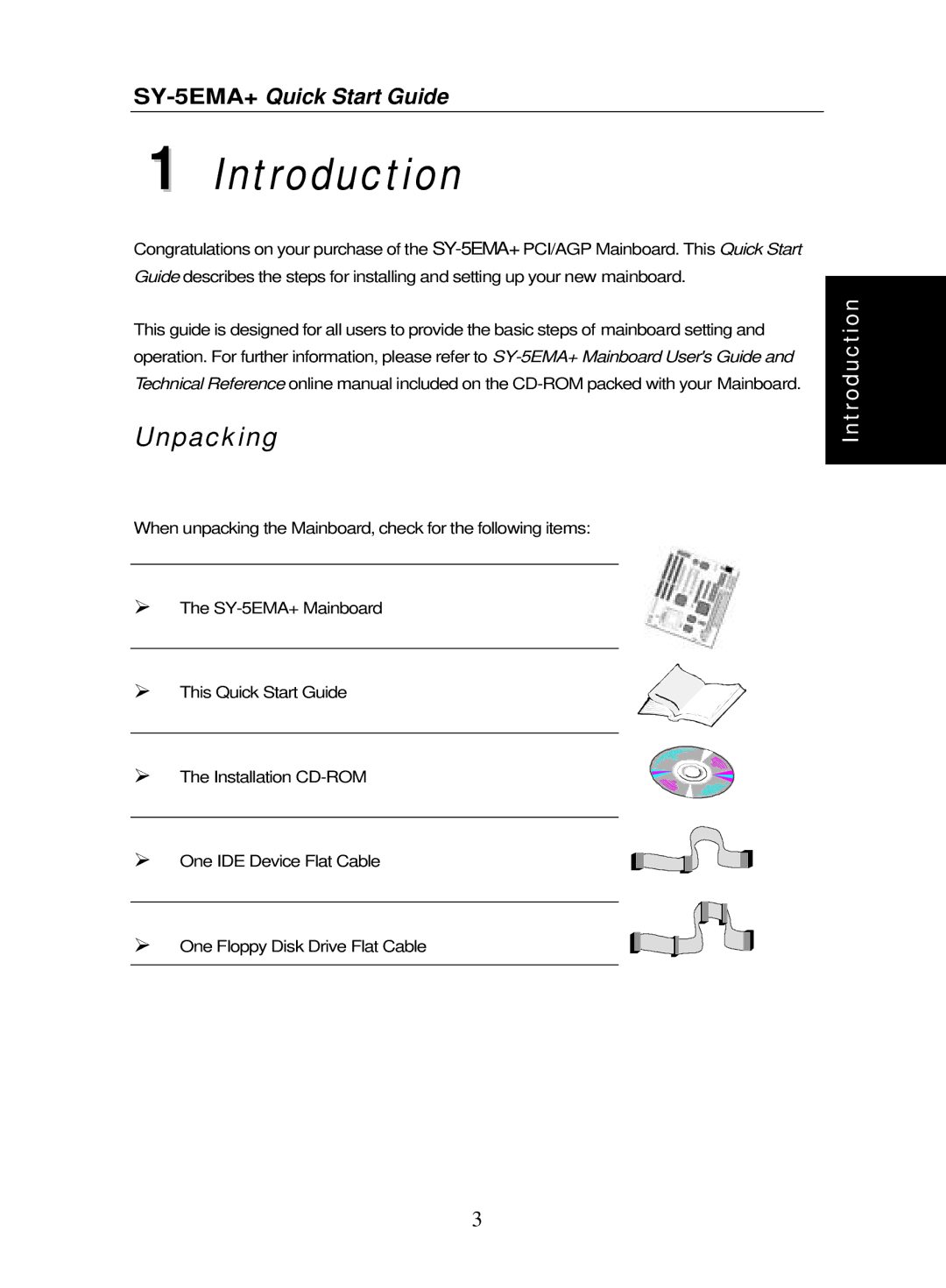 SOYO SY-5EMA+ quick start Introduction, Unpacking 