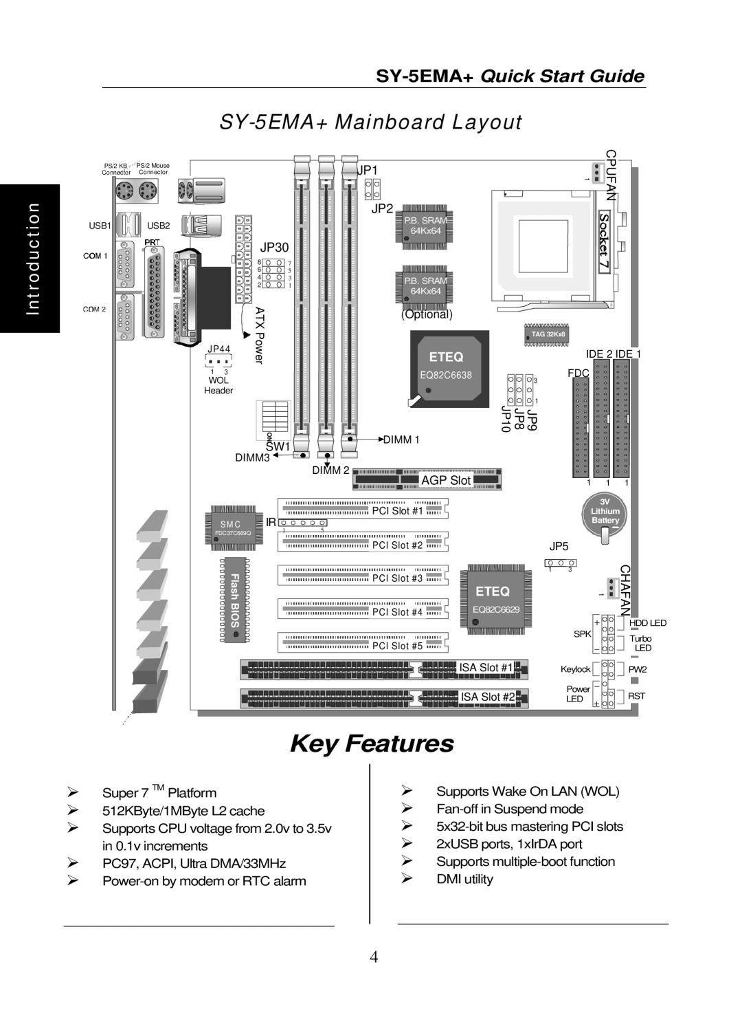 SOYO SY-5EMA+ quick start Key Features 