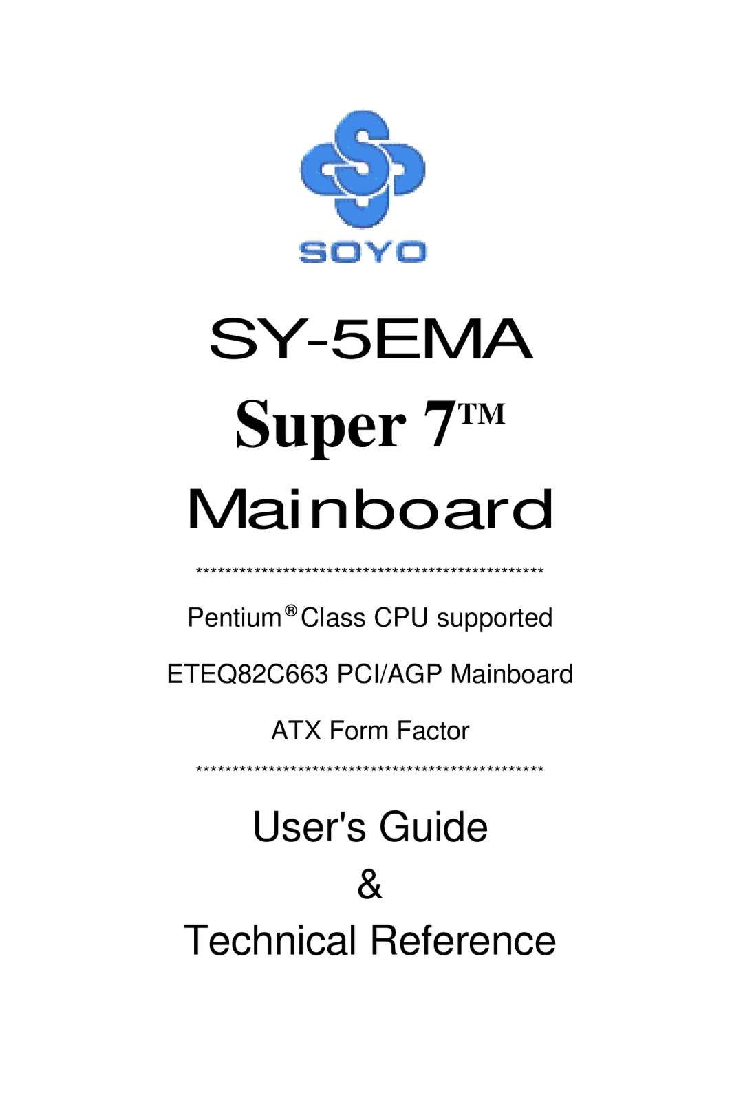 SOYO SY-5EMA manual Super 7TM 