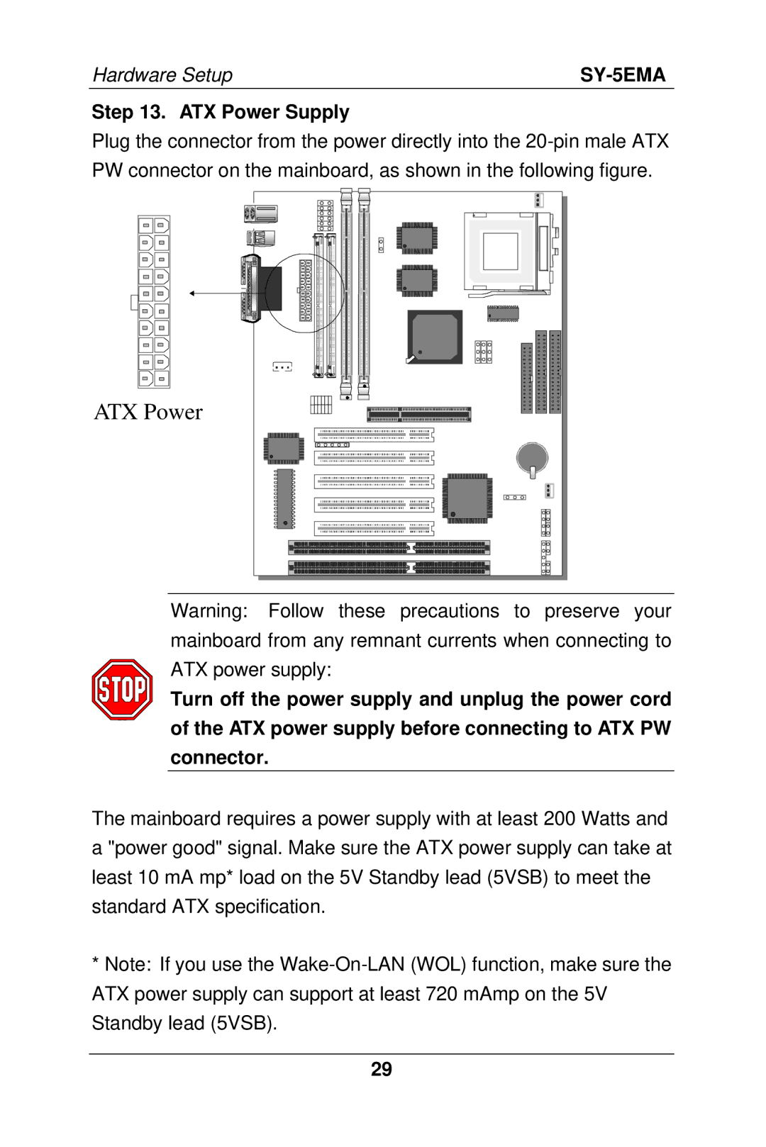 SOYO SY-5EMA manual ATX Power Supply 