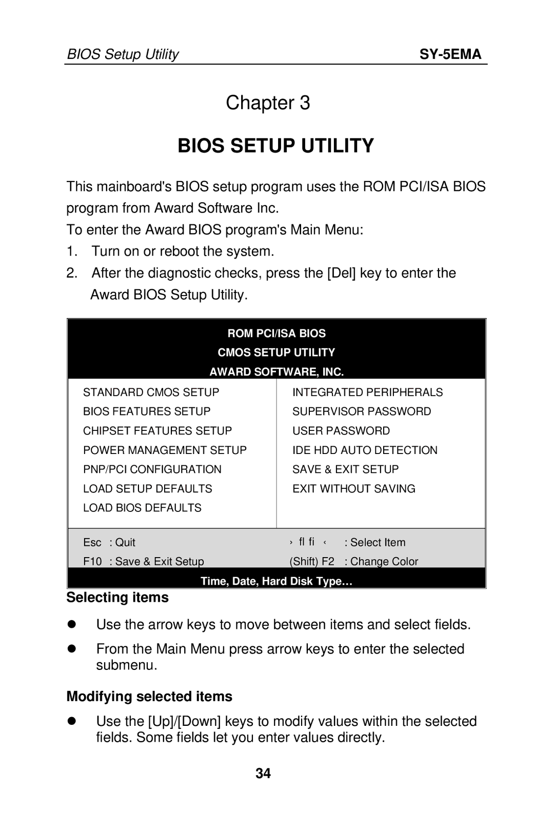 SOYO SY-5EMA manual Selecting items, Modifying selected items 