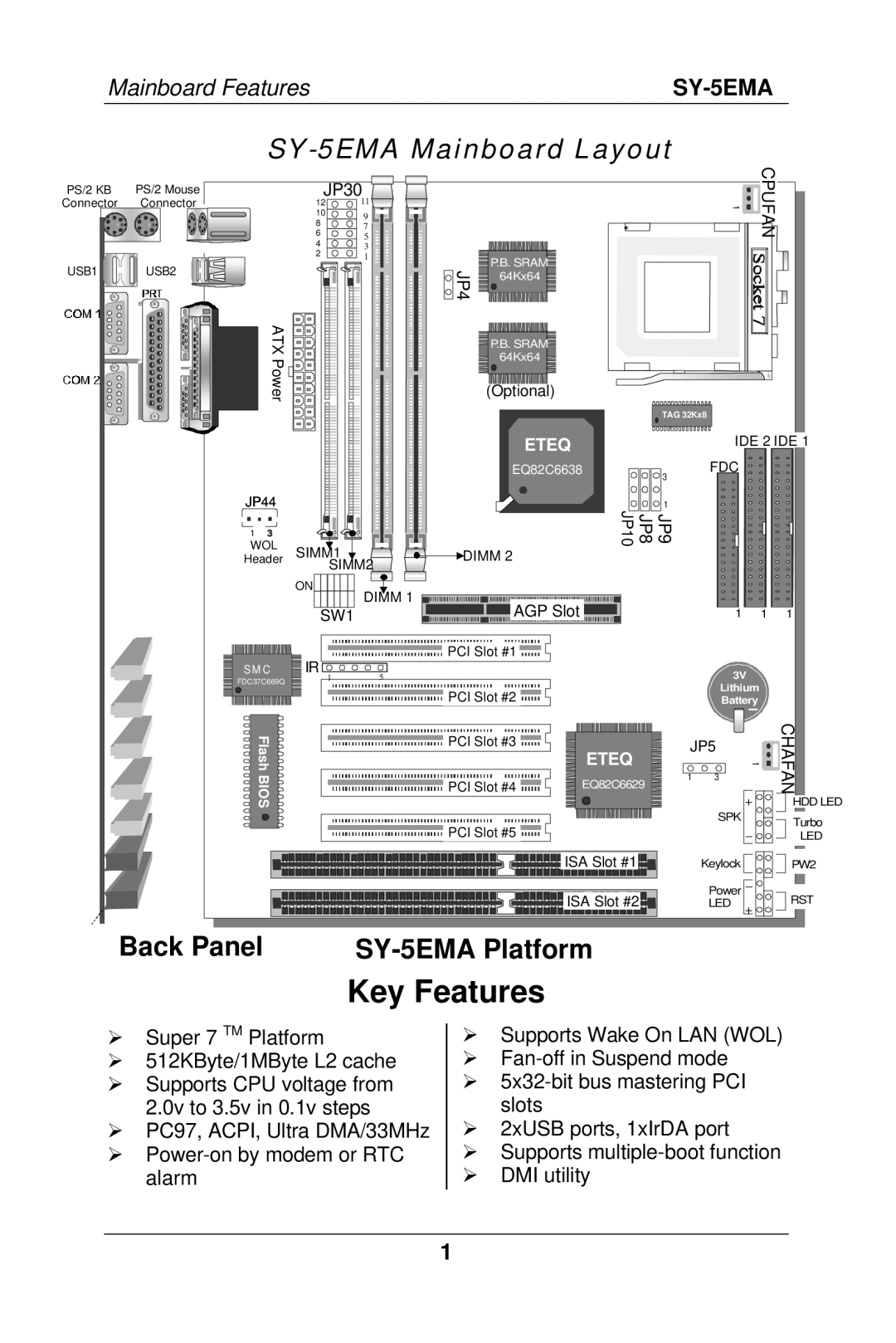 SOYO SY-5EMA manual Key Features 