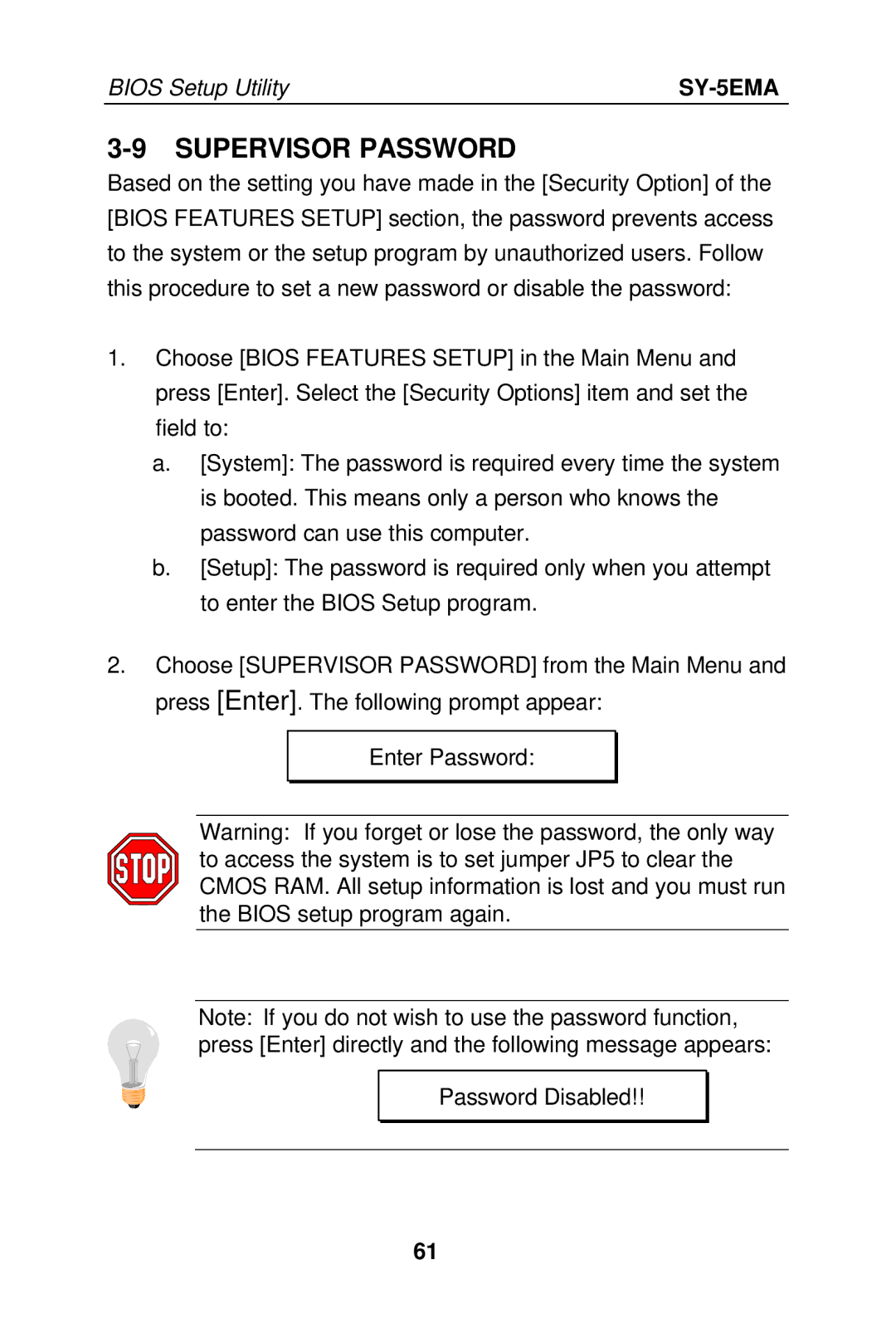 SOYO SY-5EMA manual Supervisor Password 