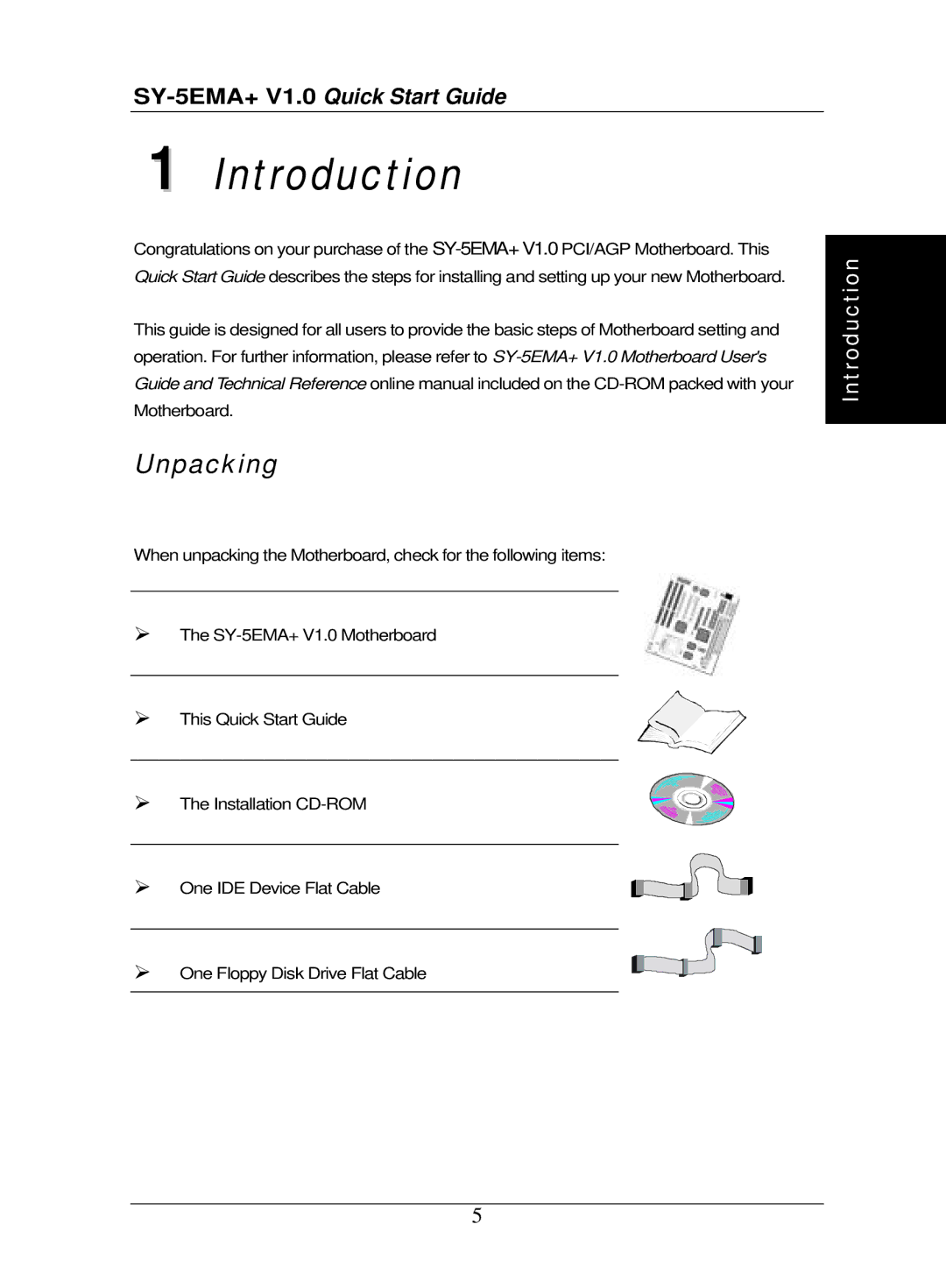 SOYO SY-5EMA quick start Introduction, Unpacking 