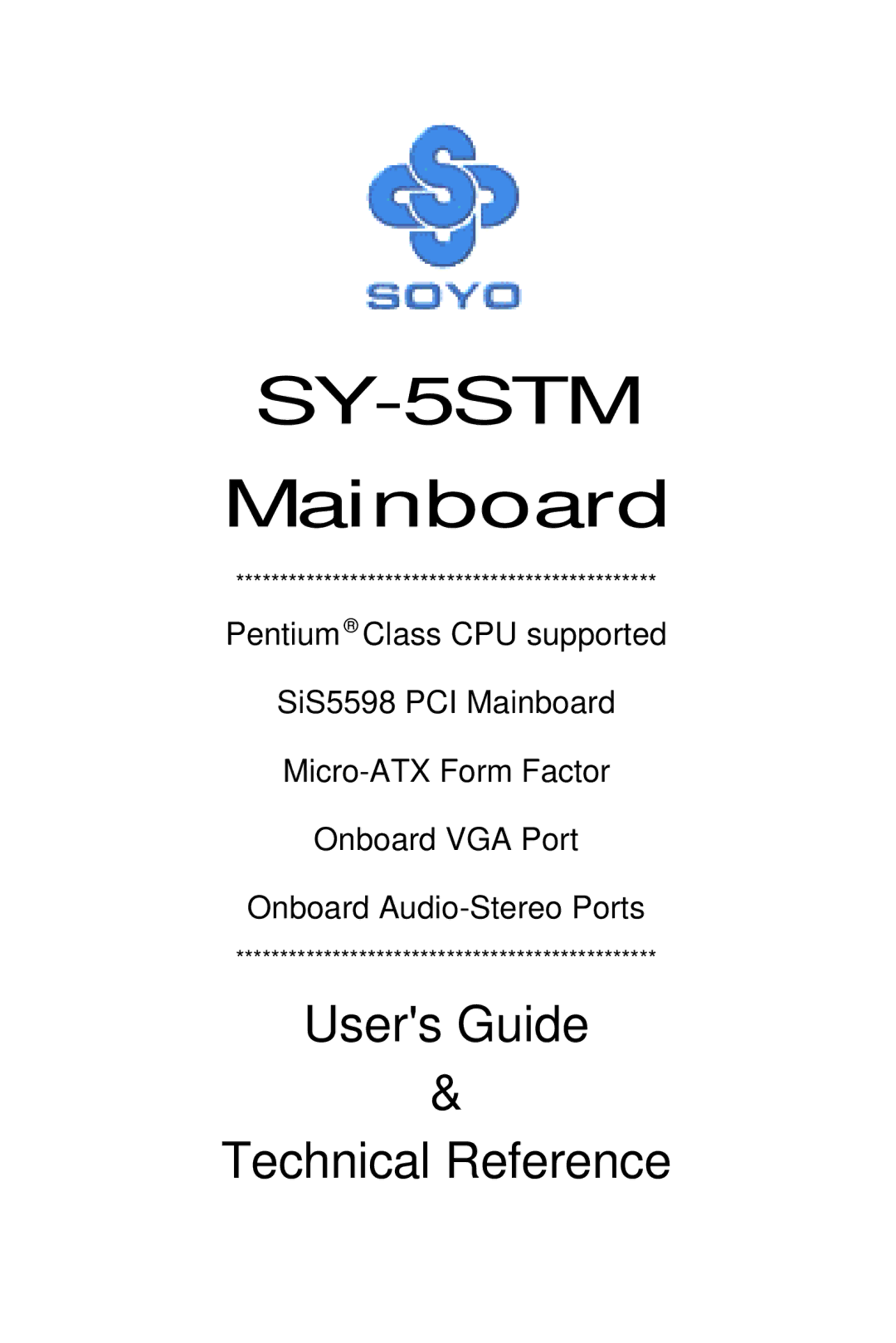 SOYO manual SY-5STM 