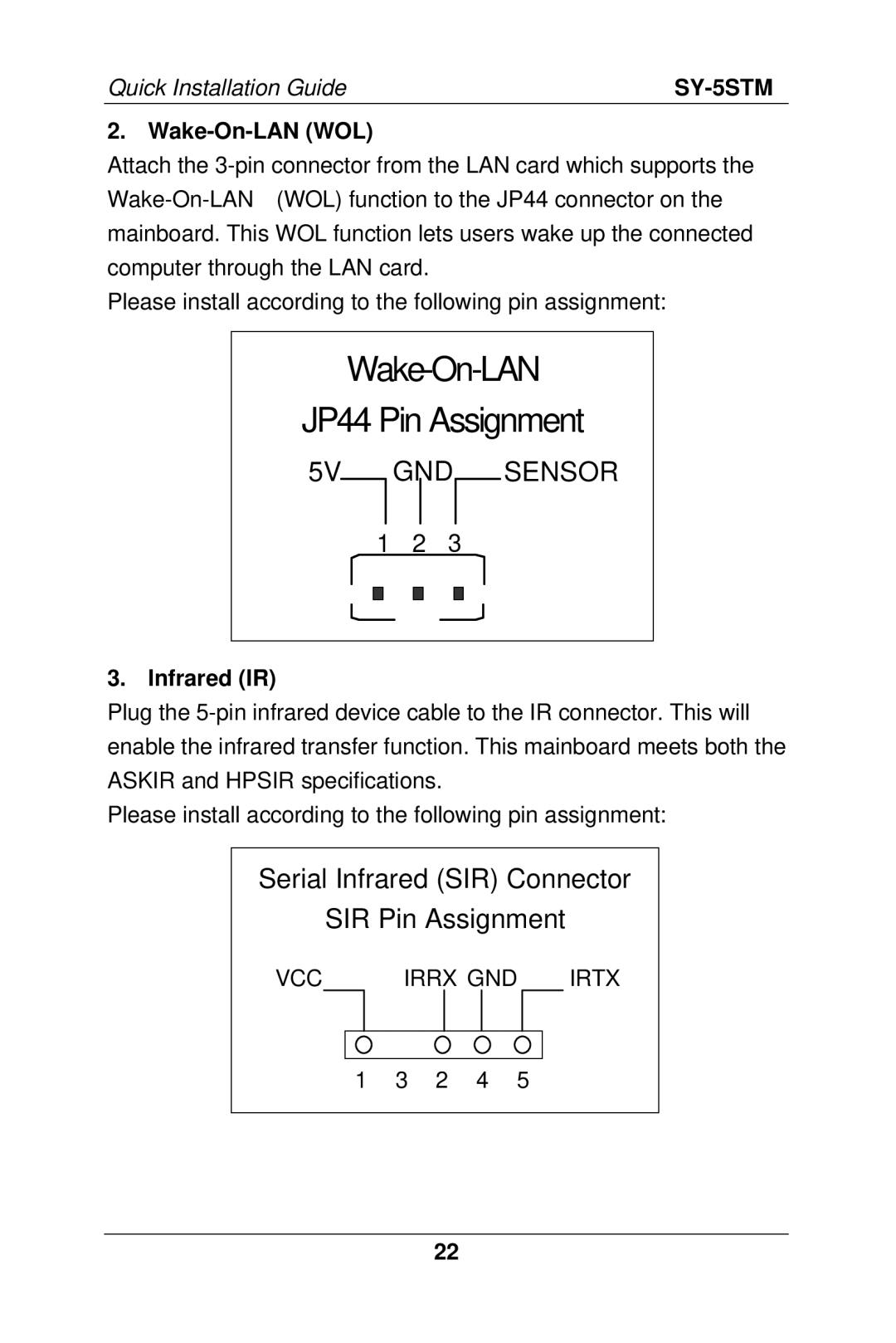 SOYO SY-5S manual Wake-On-LAN WOL, Infrared IR 