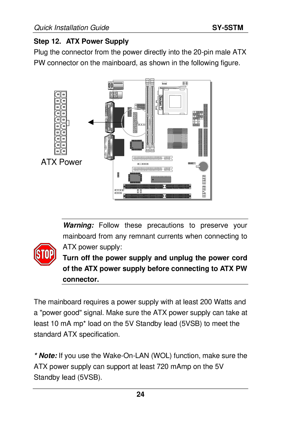 SOYO SY-5S manual ATX Power Supply 