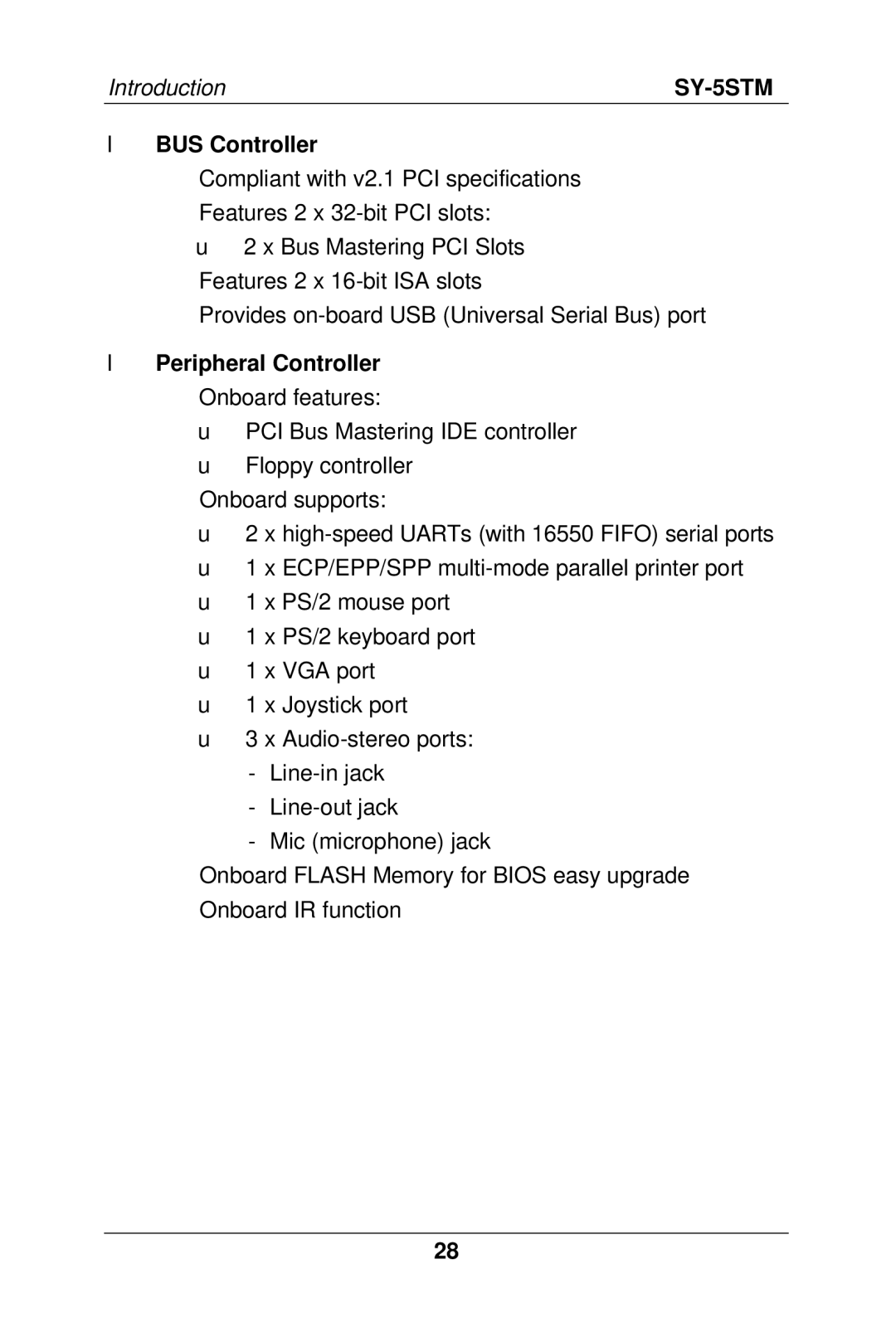 SOYO SY-5S manual BUS Controller, Peripheral Controller 