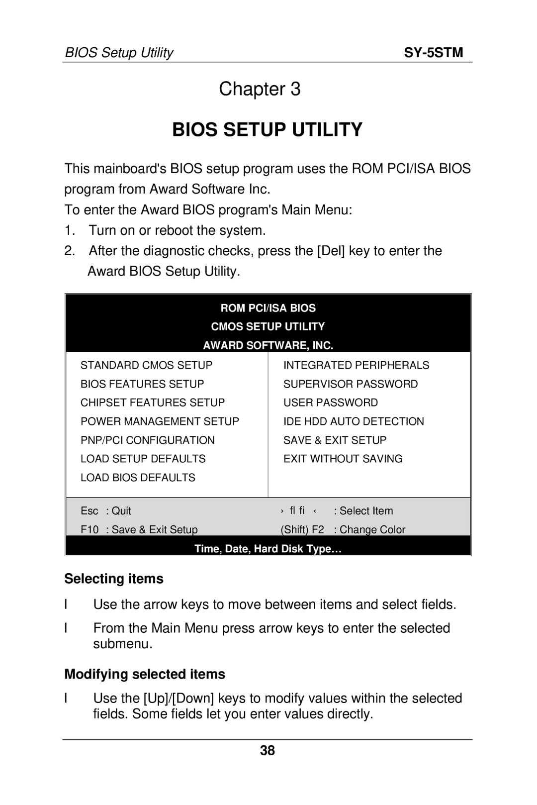 SOYO SY-5S manual Selecting items, Modifying selected items 