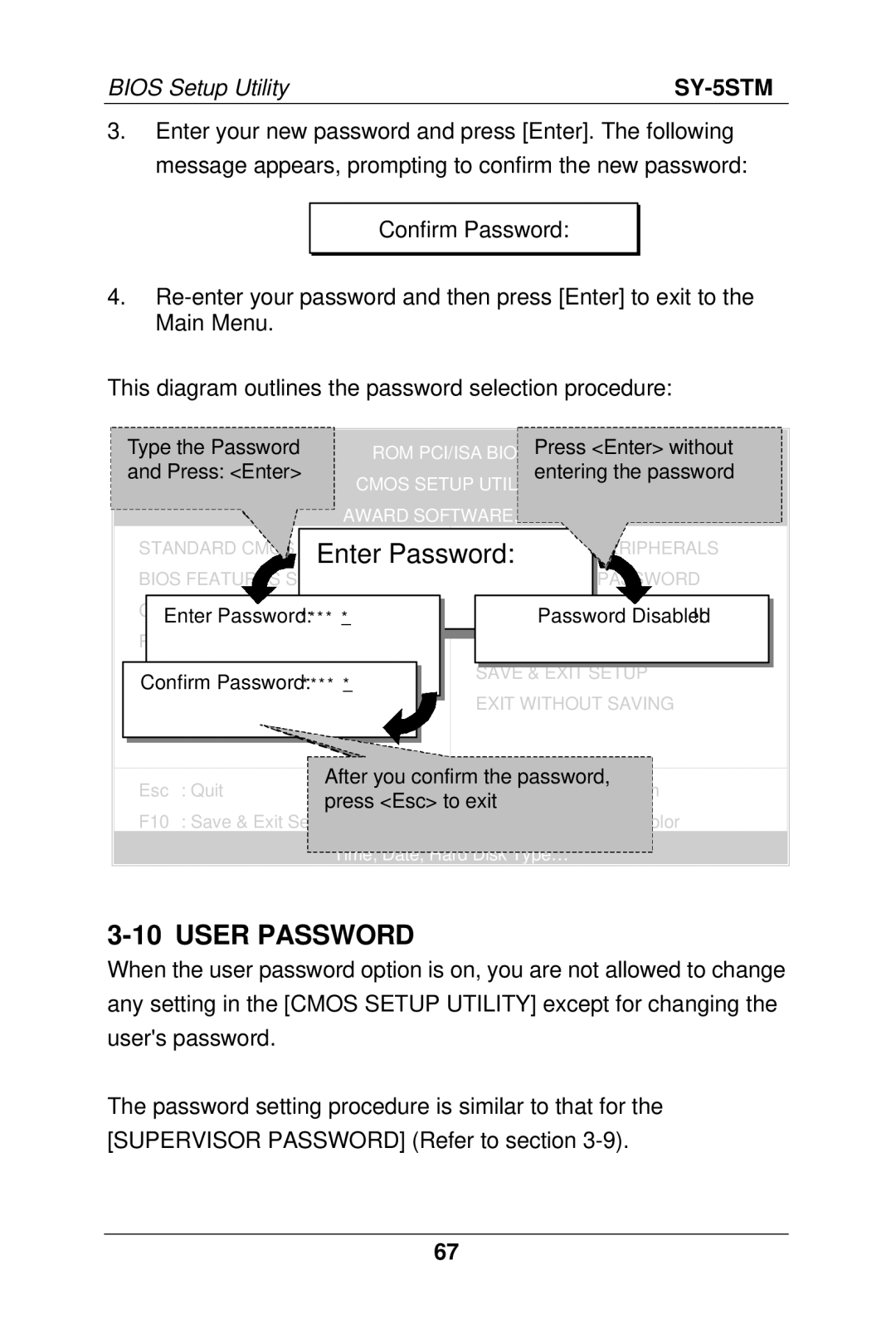 SOYO SY-5S manual Enter Password, User Password 