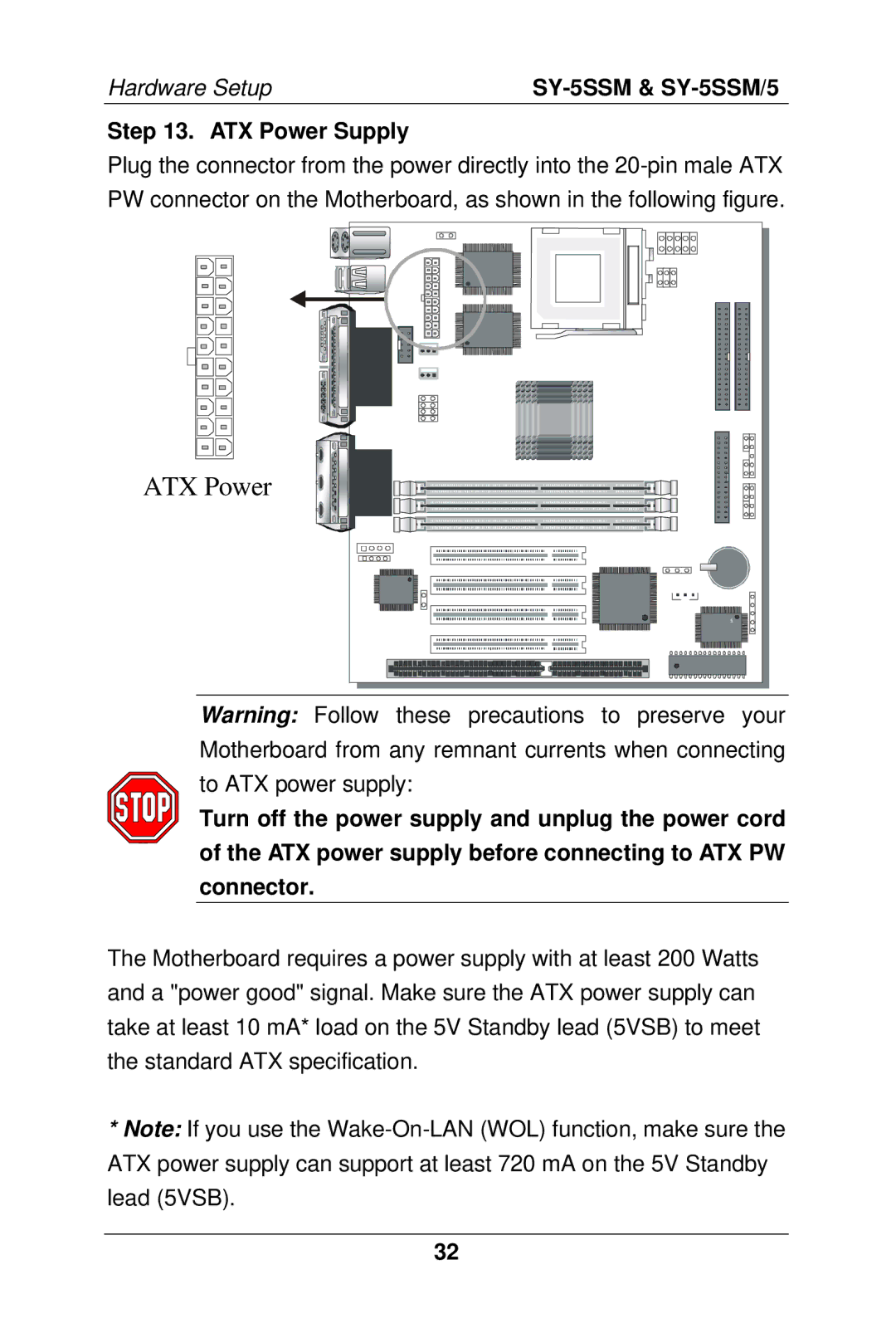 SOYO SY-5SSM/5 manual ATX Power Supply 