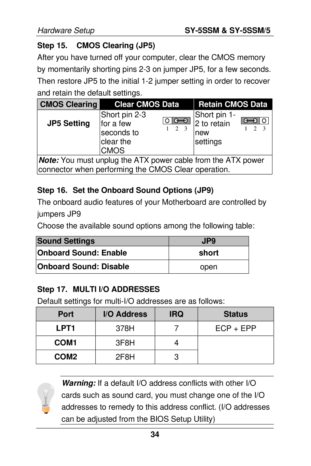 SOYO SY-5SSM/5 manual JP9, Irq, LPT1, Ecp + Epp, COM1, COM2 