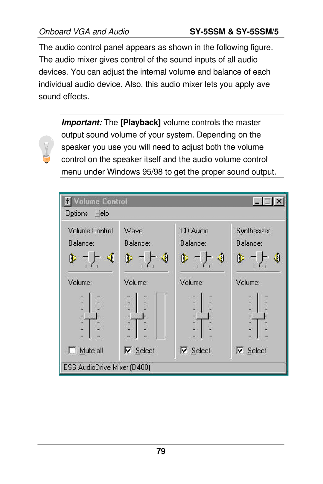 SOYO SY-5SSM/5 manual Onboard VGA and Audio 