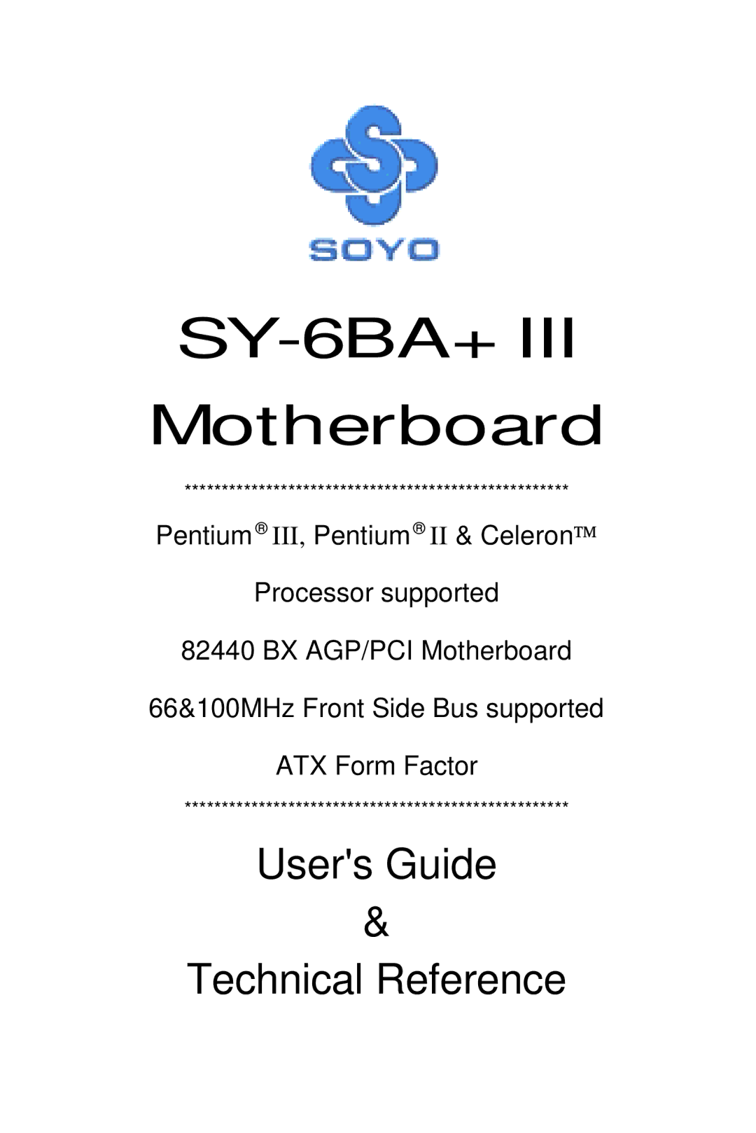 SOYO SY-6BA+ III manual 