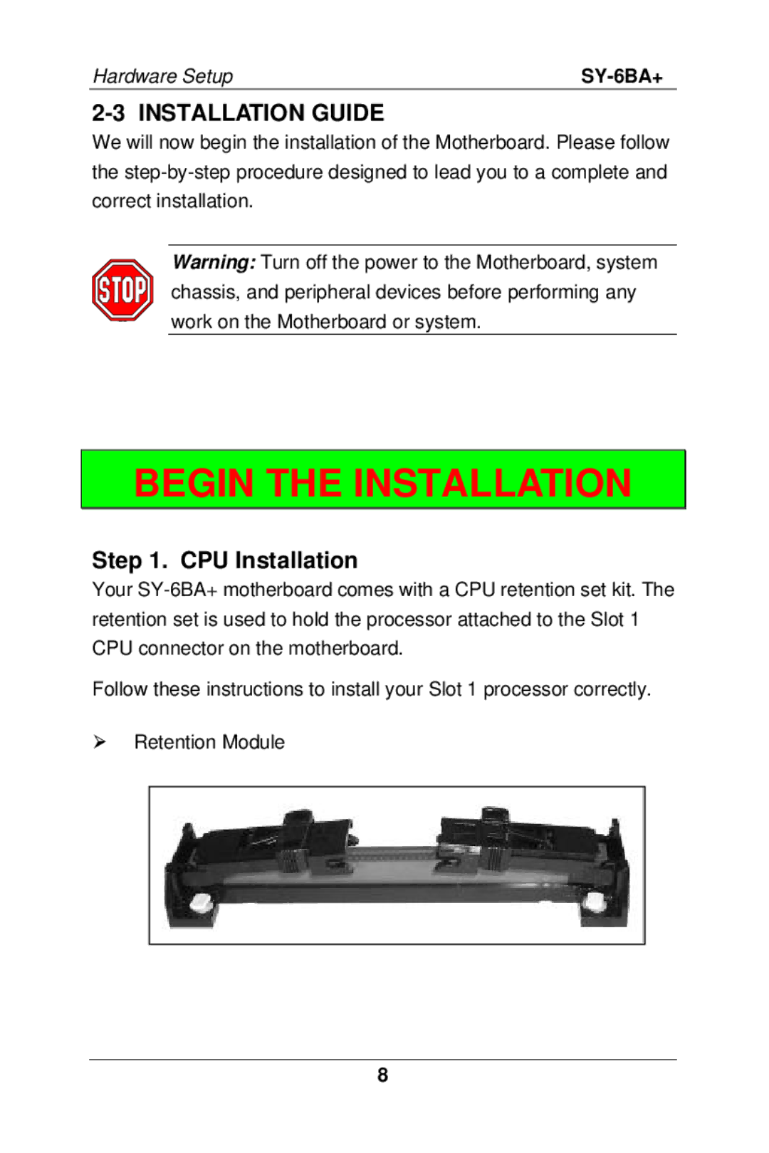 SOYO SY-6BA+ manual Installation Guide, CPU Installation 