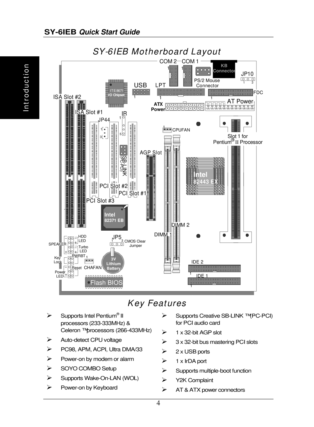 SOYO quick start SY-6IEB Motherboard Layout 