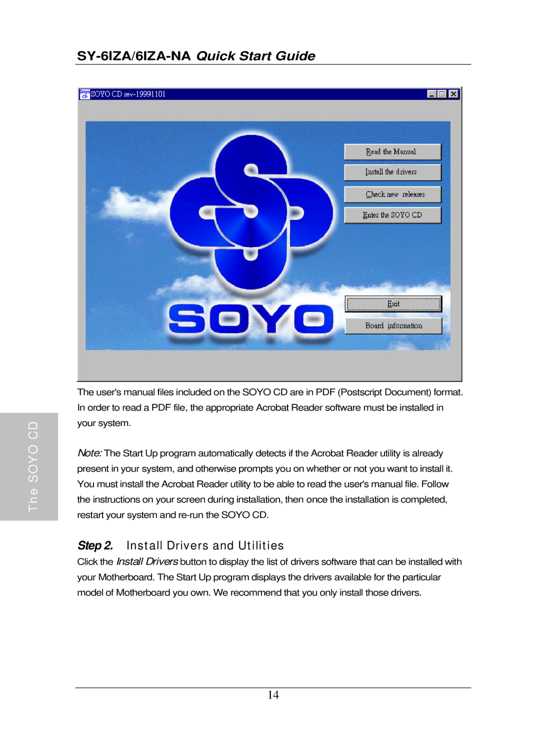 SOYO SY-6IZA-NA quick start Install Drivers and Utilities 