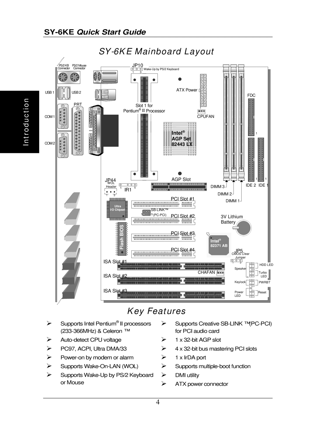 SOYO quick start SY-6KE Mainboard Layout 