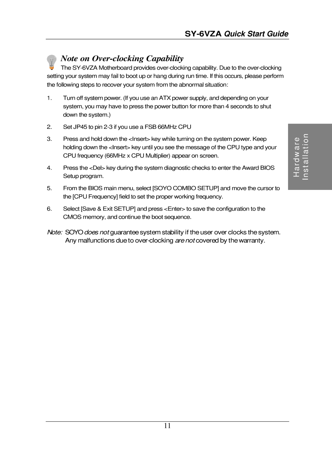 SOYO quick start SY-6VZAQuick Start Guide 