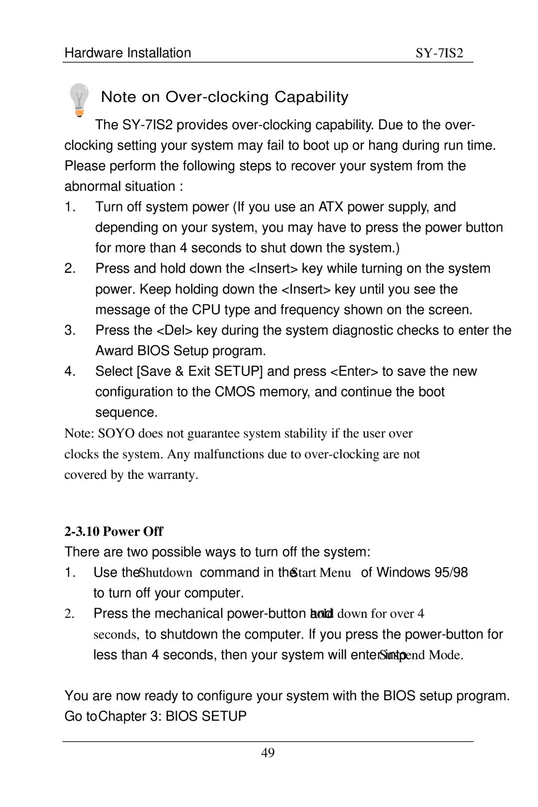 SOYO SY-7IS2 user manual 10Power Off 