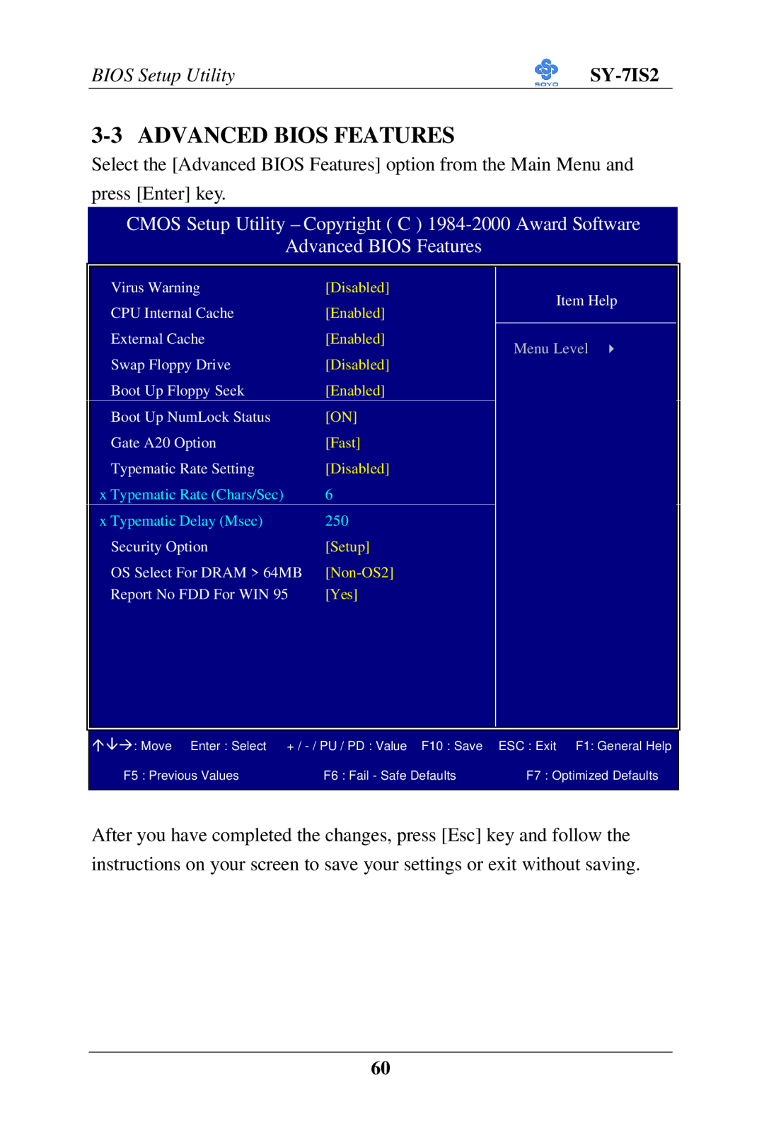 SOYO SY-7IS2 user manual Advanced Bios Features 