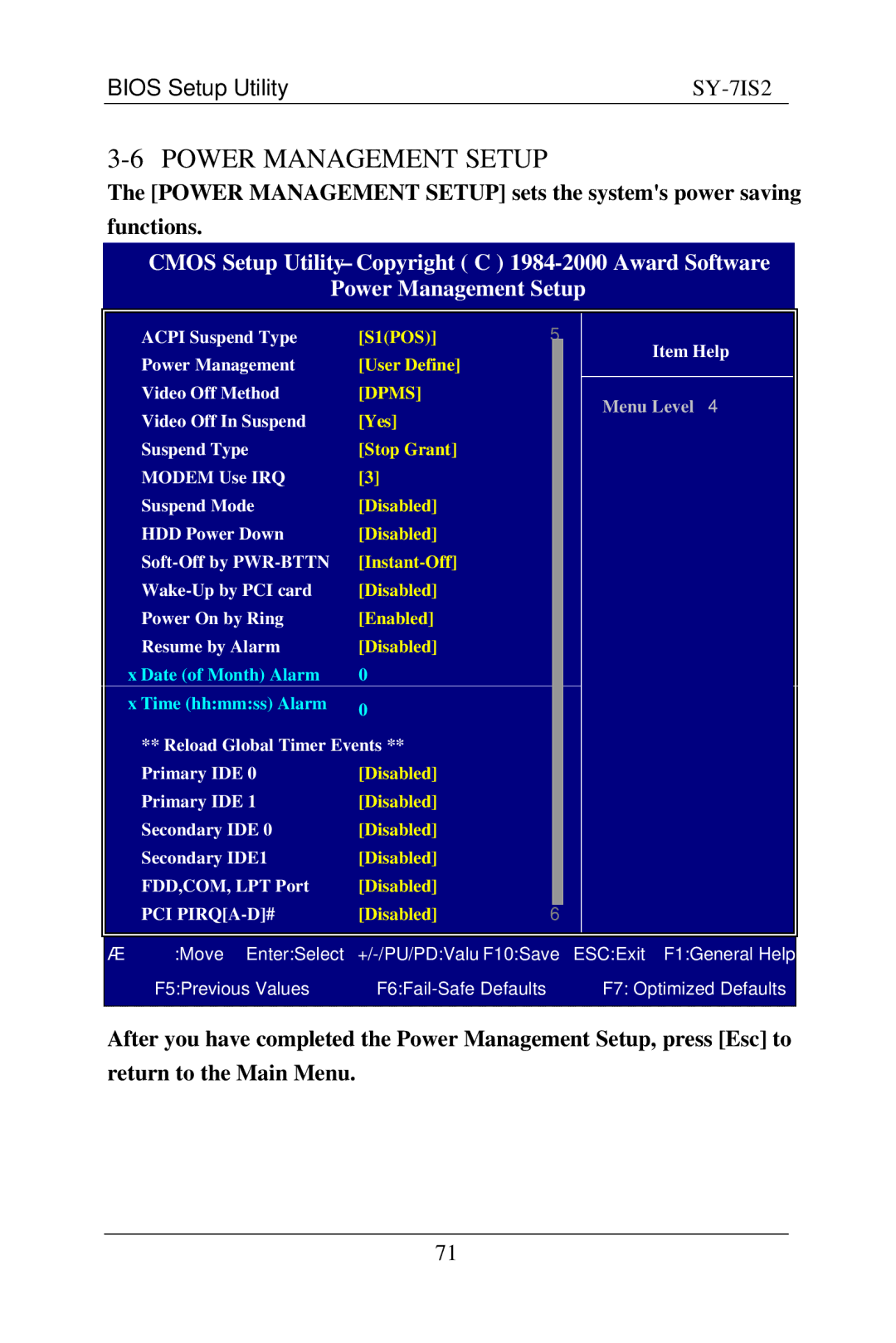 SOYO SY-7IS2 user manual Power Management Setup, Dpms 