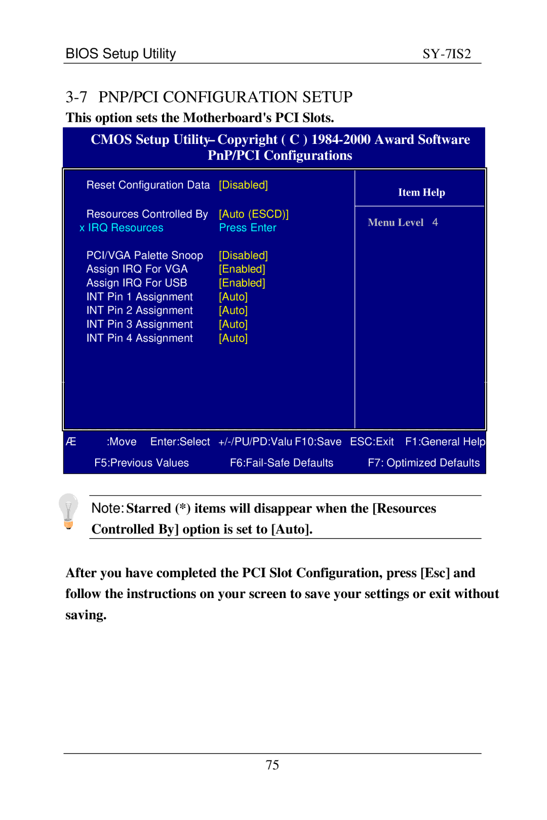 SOYO SY-7IS2 user manual PNP/PCI Configuration Setup 