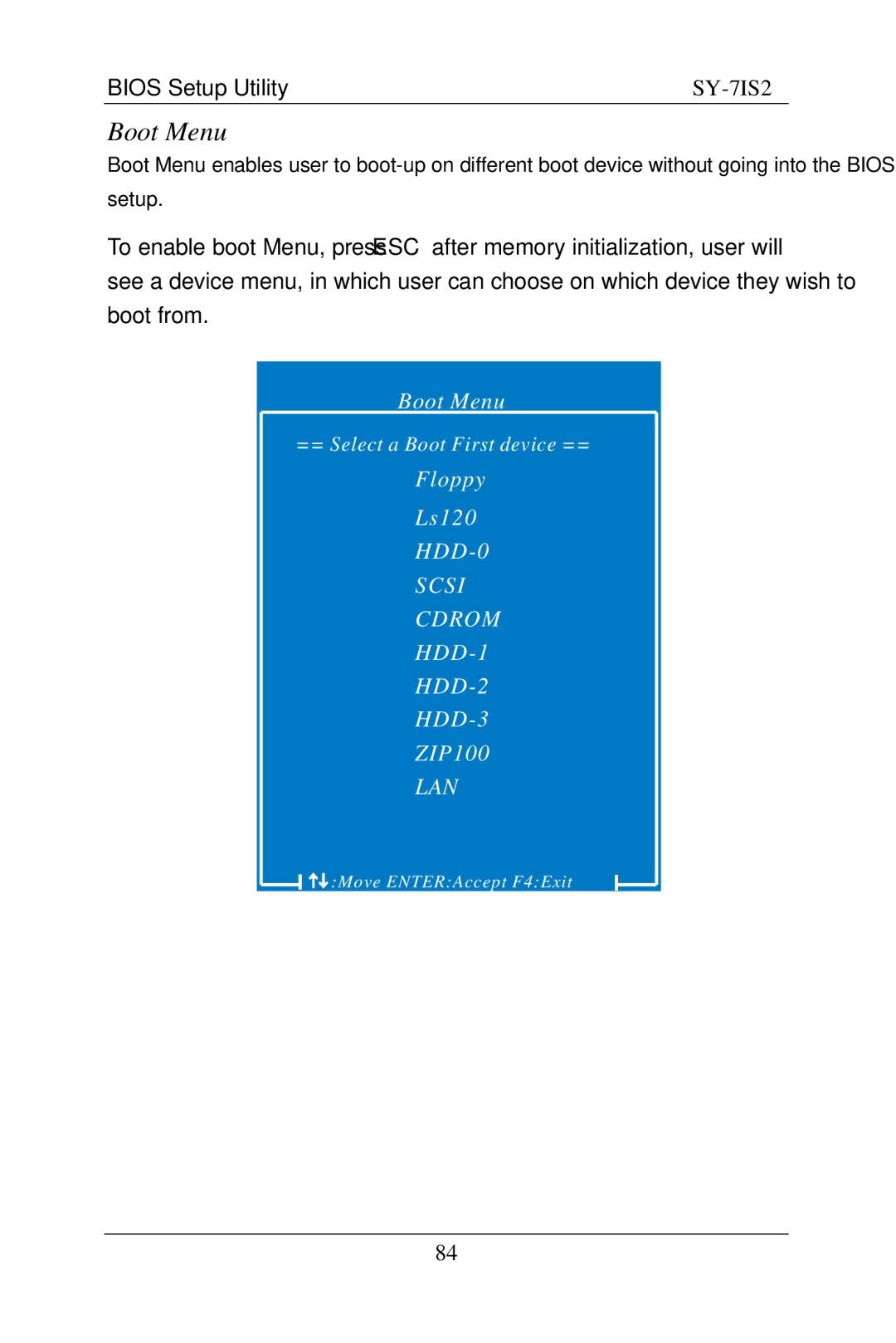 SOYO SY-7IS2 user manual Boot Menu 