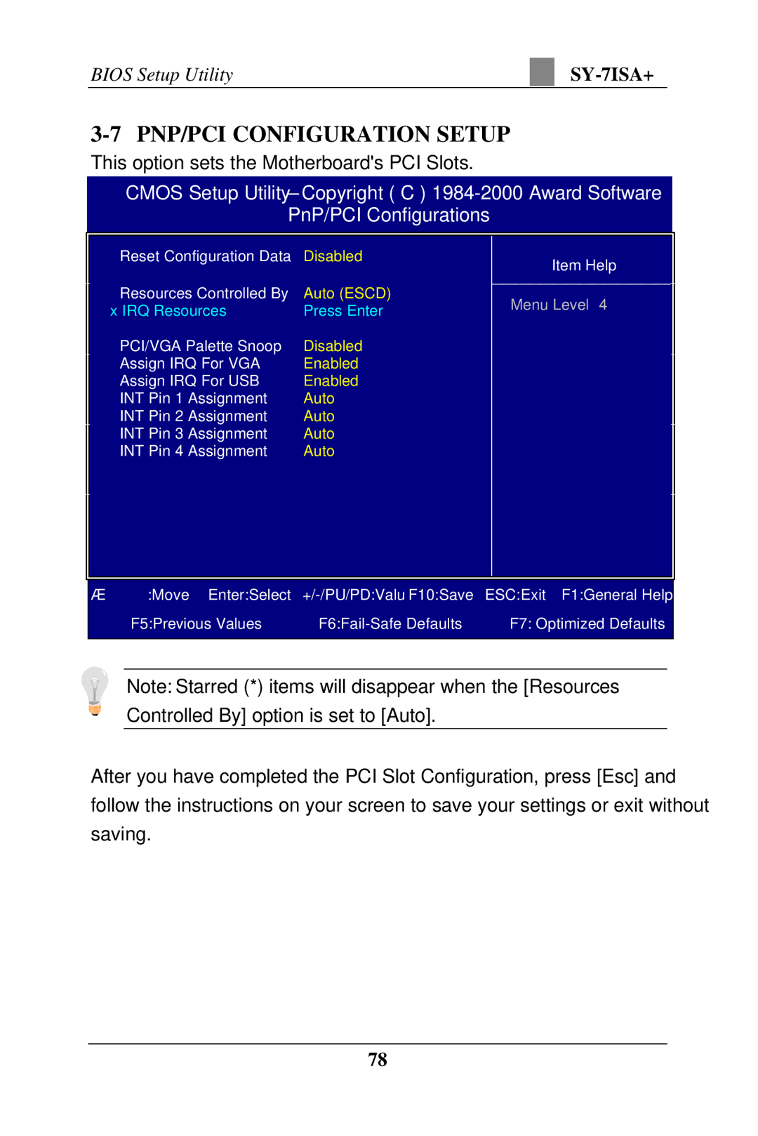 SOYO SY-7ISA+ Motherboard manual PNP/PCI Configuration Setup 