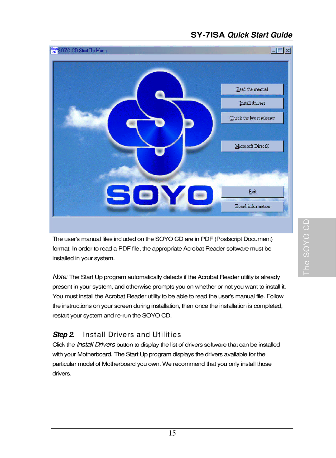 SOYO SY-7ISA quick start Install Drivers and Utilities 