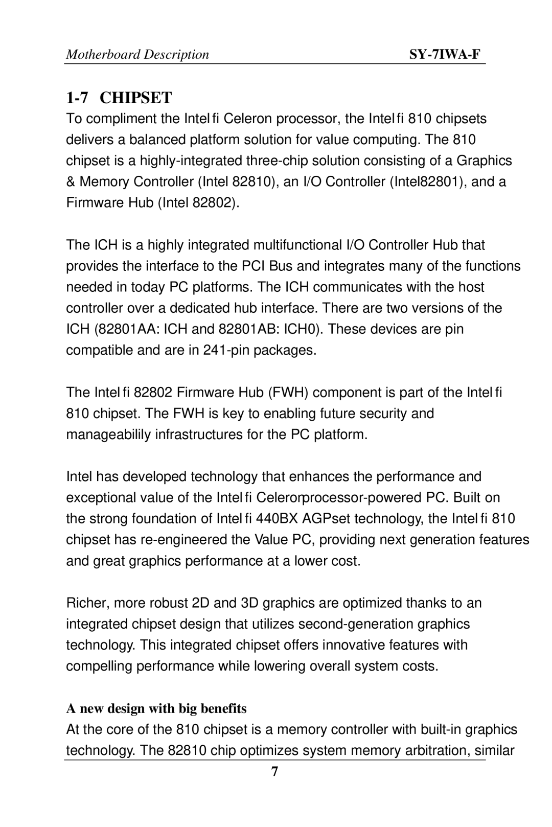 SOYO SY-7IWA-F user manual Chipset, New design with big benefits 