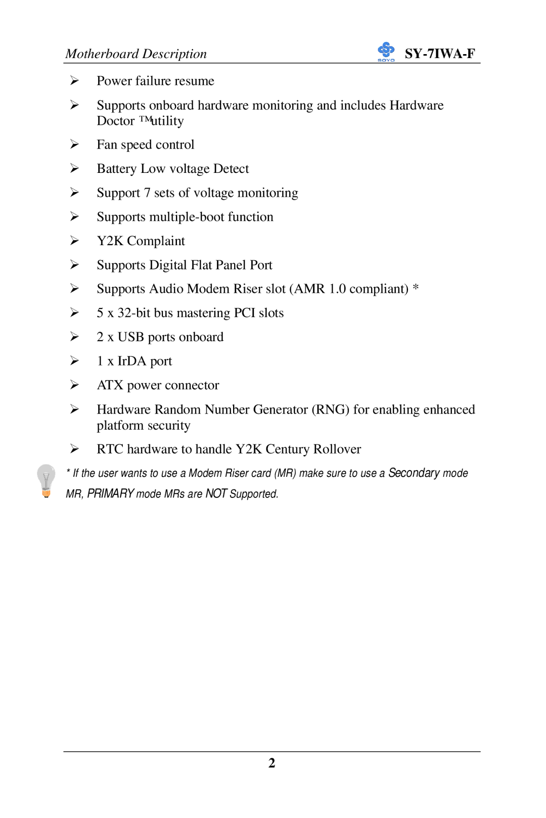 SOYO SY-7IWA-F user manual 