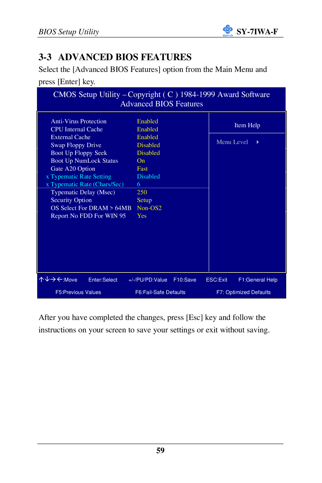 SOYO SY-7IWA-F user manual Advanced Bios Features 