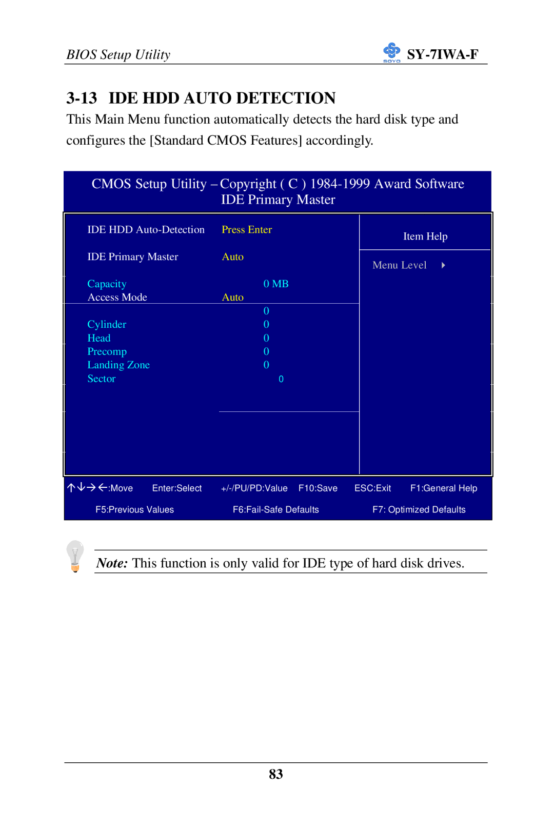 SOYO SY-7IWA-F user manual IDE HDD Auto Detection 