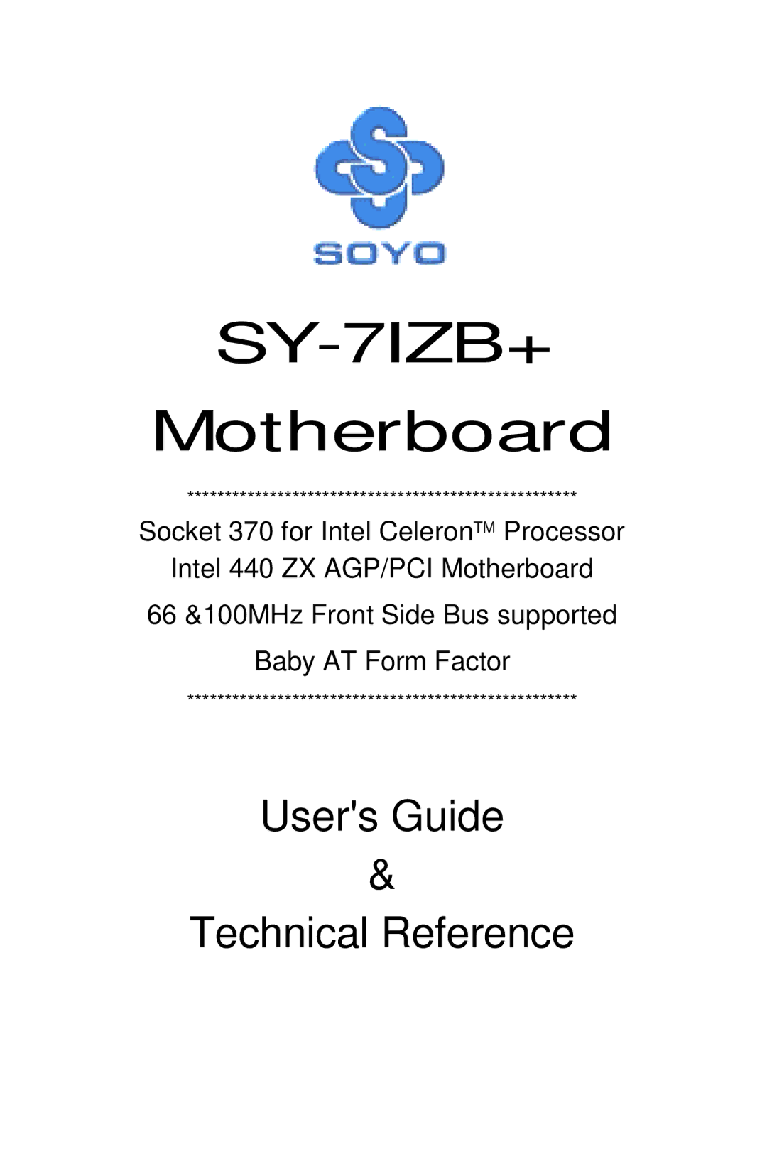 SOYO SY-7IZB+ manual 